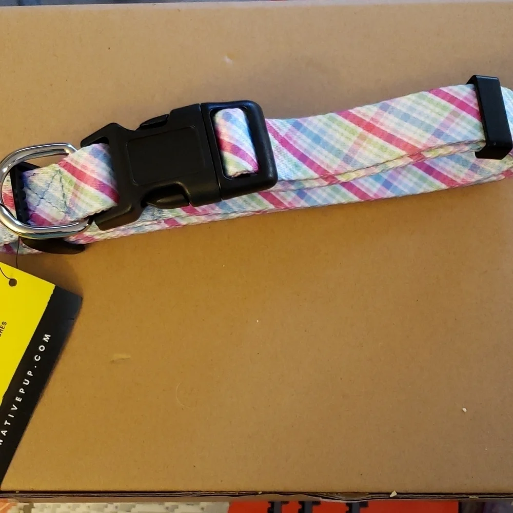 Native Pup Plaid Dog Collar | Red Lumberjack, Pink, Pastel, Blue Size Large